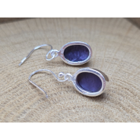 Echt zilveren oorbellen hangend met Charoite